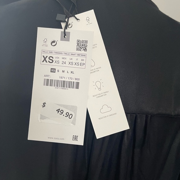 Zara Gold Button Satin Effect Oversized Blouse XS - Picture 3 of 4